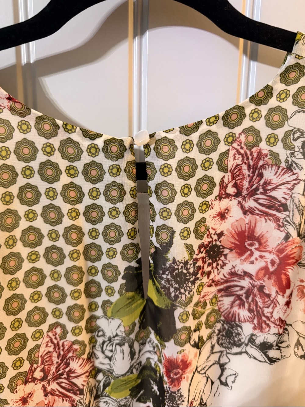 Floral Strapless Swing Dress in Cream and Olive - Picture 4 of 5